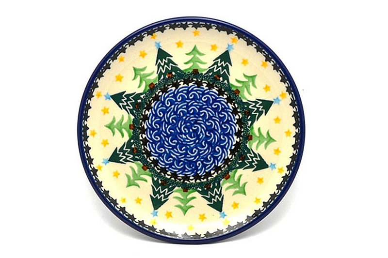 5/8"H x 6 1/4"W
 Polish Pottery Plate - Bread & Butter (6 1/4") - Christmas Trees 261-1284a (5/8"H x 6 1/4"W
)