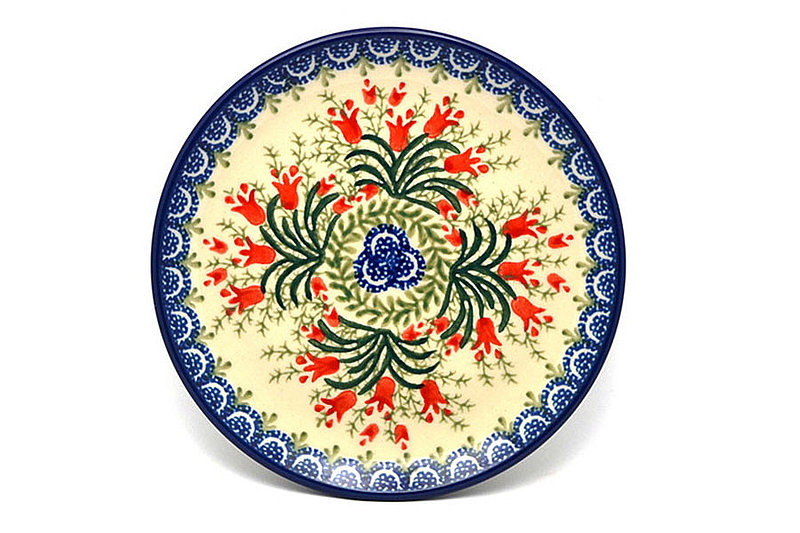 5/8"H x 6 1/4"W
 Polish Pottery Plate - Bread & Butter (6 1/4") - Crimson Bells 261-1437a (5/8"H x 6 1/4"W
)