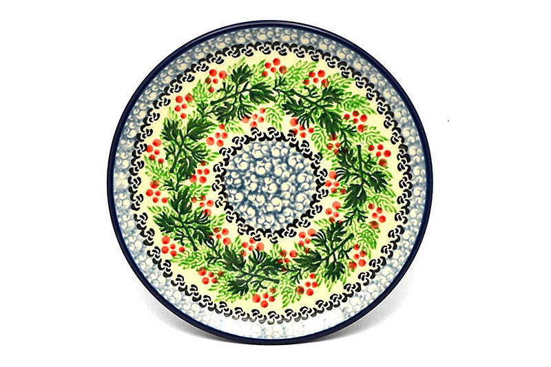 5/8"H x 6 1/4"W
 Polish Pottery Plate - Bread & Butter (6 1/4") - Holly Berry 261-1734a (5/8"H x 6 1/4"W
)