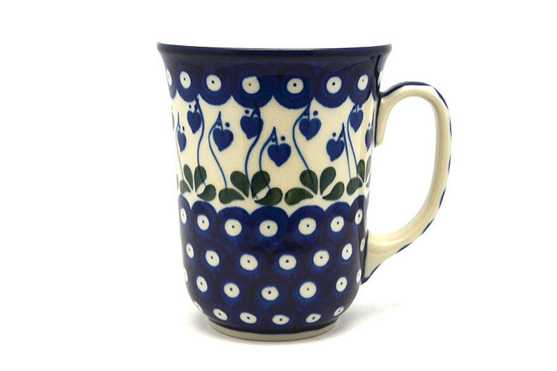 5"H (16 oz. measured to the rim).
 Polish Pottery Mug - 16 oz. Bistro - Bleeding Heart 812-377o (5"H (16 oz. measured to the rim).
)