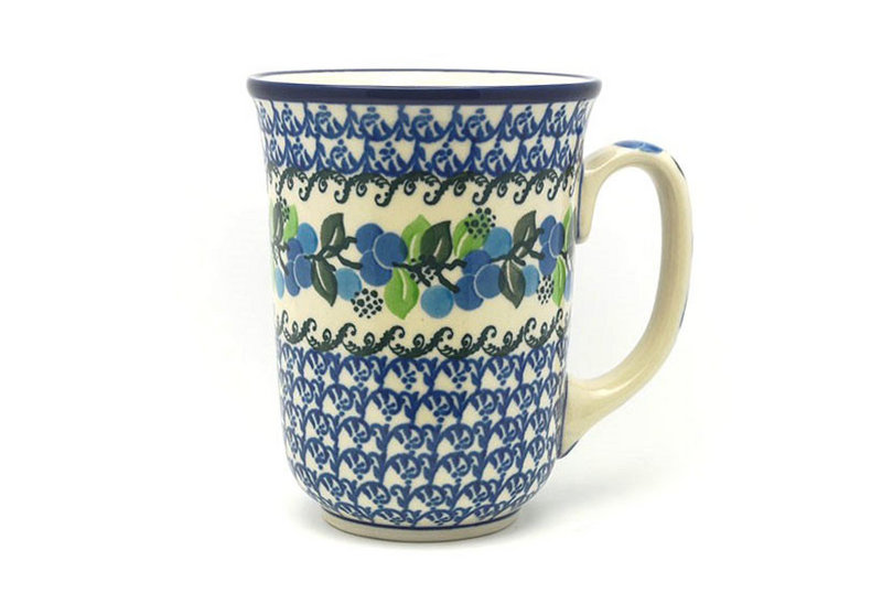 5"H (16 oz. measured to the rim).
 Polish Pottery Mug - 16 oz. Bistro - Blue Berries 812-1416a (5"H (16 oz. measured to the rim).
)