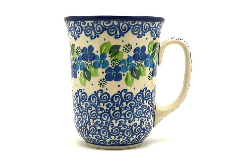 5"H (16 oz. measured to the rim).
 Polish Pottery Mug - 16 oz. Bistro - Blue Phlox 812-1417a (5"H (16 oz. measured to the rim).
)