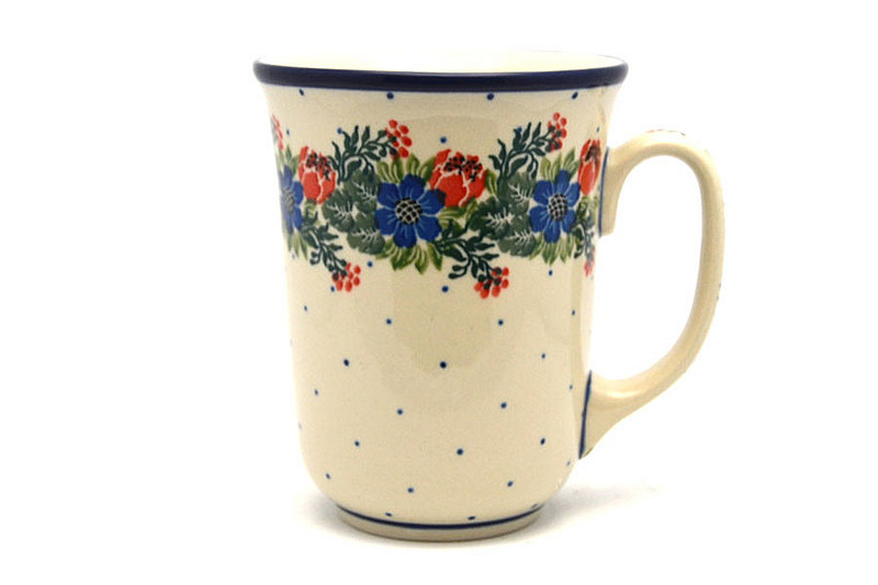 5"H (16 oz. measured to the rim).
 Polish Pottery Mug - 16 oz. Bistro - Garden Party 812-1535a (5"H (16 oz. measured to the rim).
)
