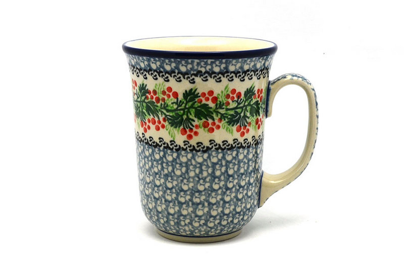 5"H (16 oz. measured to the rim).
 Polish Pottery Mug - 16 oz. Bistro - Holly Berry 812-1734a (5"H (16 oz. measured to the rim).
)