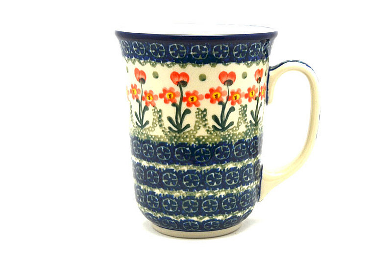 5"H (16 oz. measured to the rim).
 Polish Pottery Mug - 16 oz. Bistro - Peach Spring Daisy 812-560a (5"H (16 oz. measured to the rim).
)