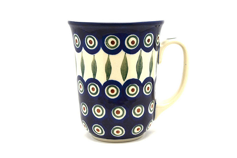 5"H (16 oz. measured to the rim).
 Polish Pottery Mug - 16 oz. Bistro - Peacock 812-054a (5"H (16 oz. measured to the rim).
)