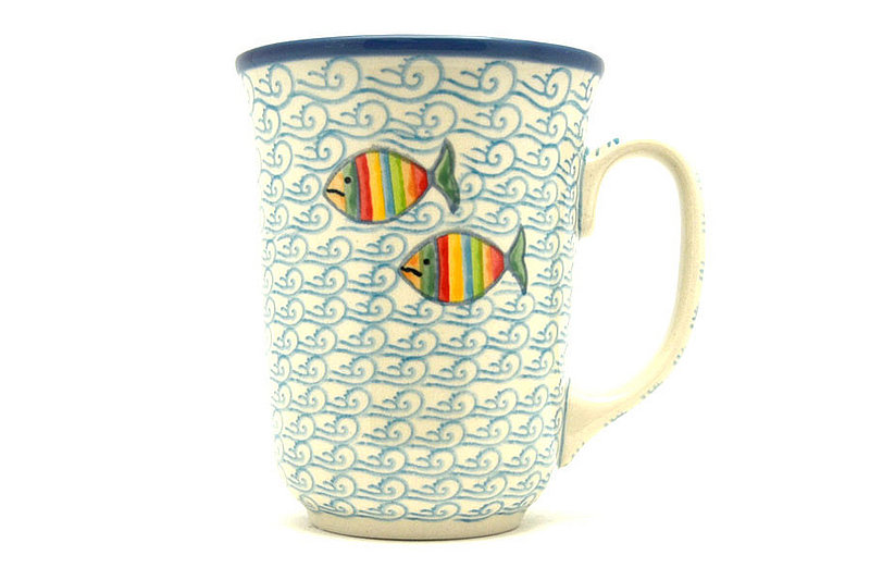 5"H (16 oz. measured to the rim).
 Polish Pottery Mug - 16 oz. Bistro - Rainbow Fish 812-2540a (5"H (16 oz. measured to the rim).
)