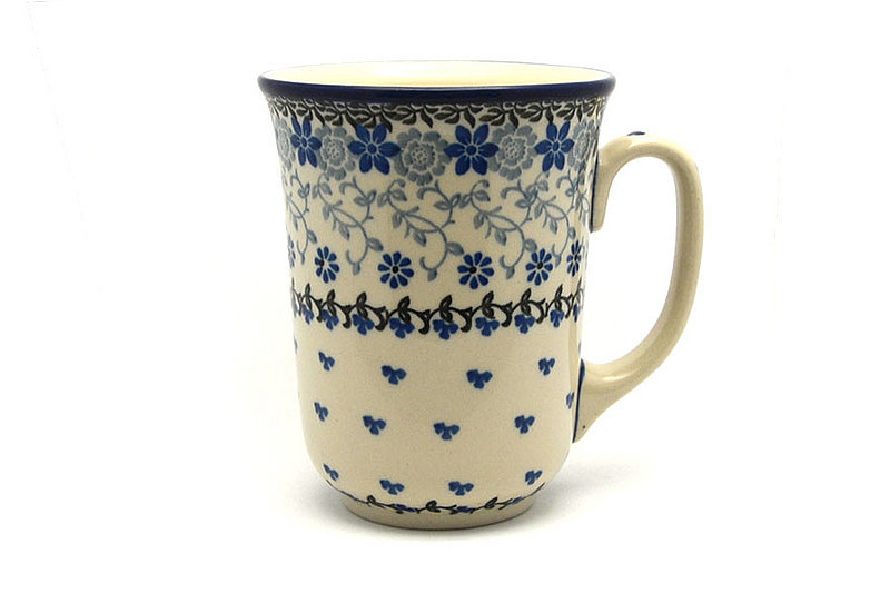 5"H (16 oz. measured to the rim).
 Polish Pottery Mug - 16 oz. Bistro - Silver Lace 812-2158a (5"H (16 oz. measured to the rim).
)