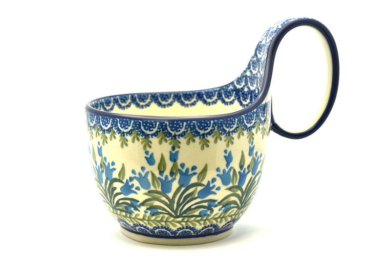 5" H. (bowl portion is 3 1/4"H x 4 3/8"W)
 Polish Pottery Loop Handle Bowl - Blue Bells 845-1432a (5" H. (bowl portion is 3 1/4"H x 4 3/8"W)
)