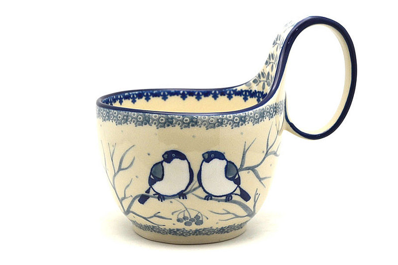 5" H. (bowl portion is 3 1/4"H x 4 3/8"W)
 Polish Pottery Loop Handle Bowl - Unikat Signature U4830 845-U4830 (5" H. (bowl portion is 3 1/4"H x 4 3/8"W)
)
