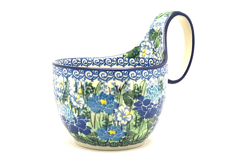 5" H. (bowl portion is 3 1/4"H x 4 3/8"W)
 Polish Pottery Loop Handle Bowl - Unikat Signature U5138 845-U5138 (5" H. (bowl portion is 3 1/4"H x 4 3/8"W)
)