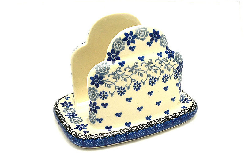 5"H x 4 1/2"W x 6 1/2"L
 Polish Pottery Napkin Holder - Silver Lace 487-2158a (5"H x 4 1/2"W x 6 1/2"L
)