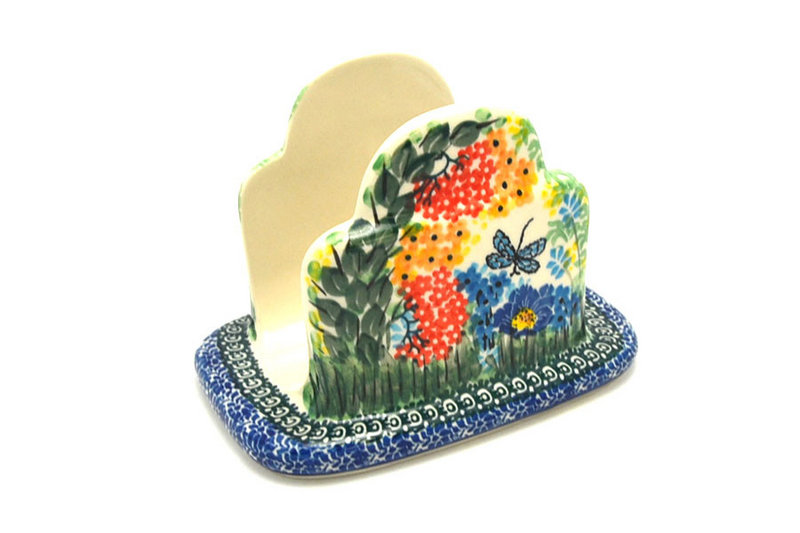 5"H x 4 1/2"W x 6 1/2"L
 Polish Pottery Napkin Holder - Unikat Signature - U4612 487-U4612 (5"H x 4 1/2"W x 6 1/2"L
)