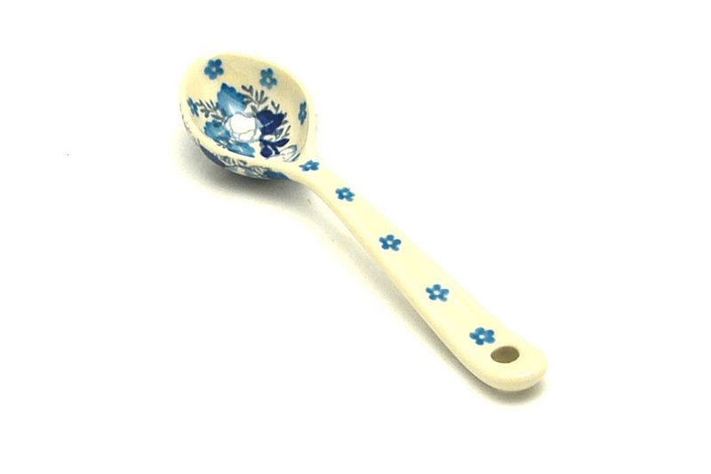 6 1/4"L
 Polish Pottery Spoon - Medium - White Poppy 590-2222a (6 1/4"L
)