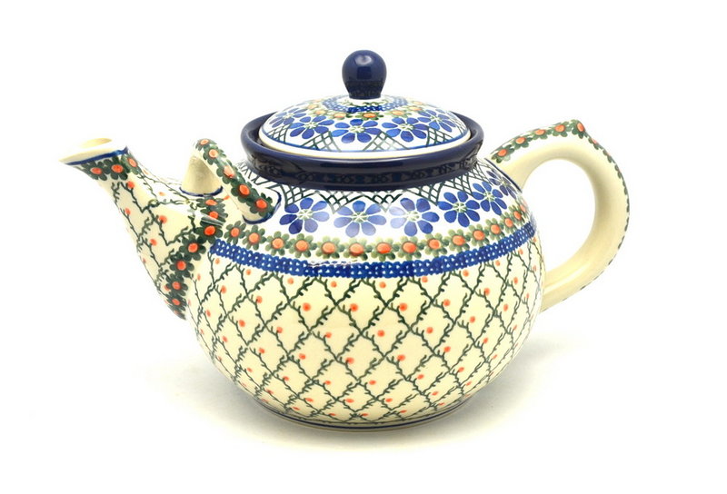 6 3/4"H x 7"W x 11"L
 Polish Pottery Teapot - 1 3/4 qt. - Primrose 444-854a (6 3/4"H x 7"W x 11"L
)