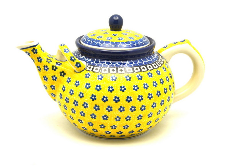 6 3/4"H x 7"W x 11"L
 Polish Pottery Teapot - 1 3/4 qt. - Sunburst 444-859a (6 3/4"H x 7"W x 11"L
)