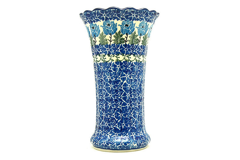6 5/8"H x 4"W (at the lip)
 Polish Pottery Vase - Medium Fluted - Antique Rose 050-1390a (6 5/8"H x 4"W (at the lip)
)