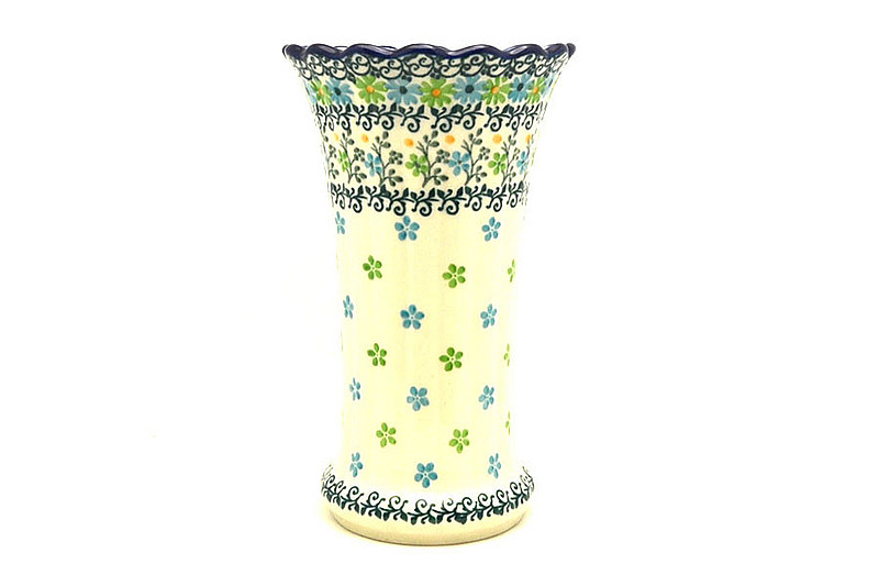 6 5/8"H x 4"W (at the lip)
 Polish Pottery Vase - Medium Fluted - Summer Sparkle 050-2362a (6 5/8"H x 4"W (at the lip)
)