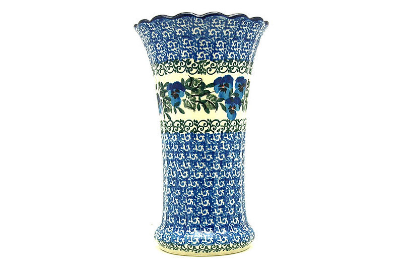 6 5/8"H x 4"W (at the lip)
 Polish Pottery Vase - Medium Fluted - Winter Viola 050-2273a (6 5/8"H x 4"W (at the lip)
)