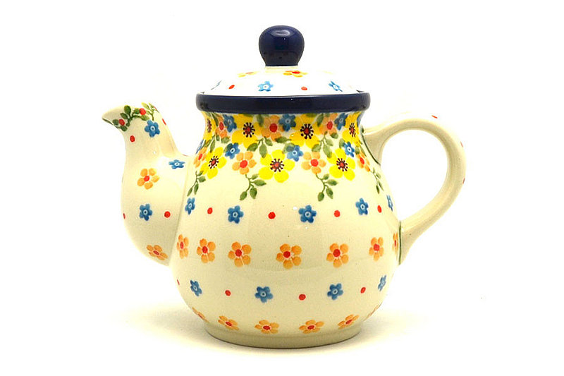6"H x 4 1/2"W x 7"L
 Polish Pottery Gooseneck Teapot - 20 oz. - Buttercup 119-2225a (6"H x 4 1/2"W x 7"L
)