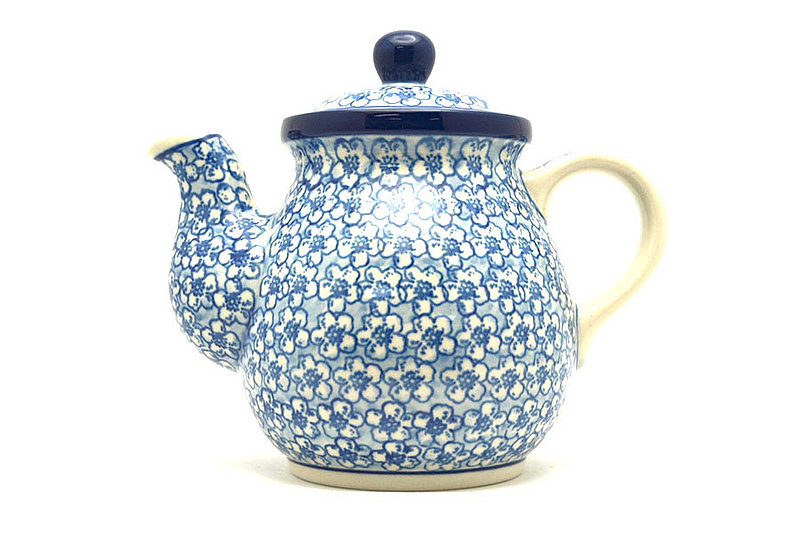 6"H x 4 1/2"W x 7"L
 Polish Pottery Gooseneck Teapot - 20 oz. - Daisy Flurry 119-2176a (6"H x 4 1/2"W x 7"L
)