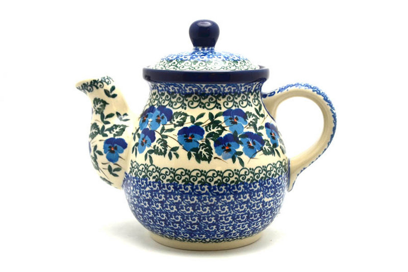 6"H x 4 1/2"W x 7"L
 Polish Pottery Gooseneck Teapot - 20 oz. - Winter Viola 119-2273a (6"H x 4 1/2"W x 7"L
)