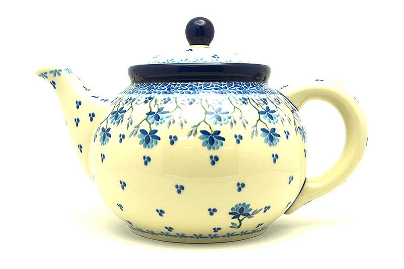 6"H x 5 3/4"W x 9"L
 Polish Pottery Teapot - 1 1/4 qt. - Clover Field 060-2524a (6"H x 5 3/4"W x 9"L
)