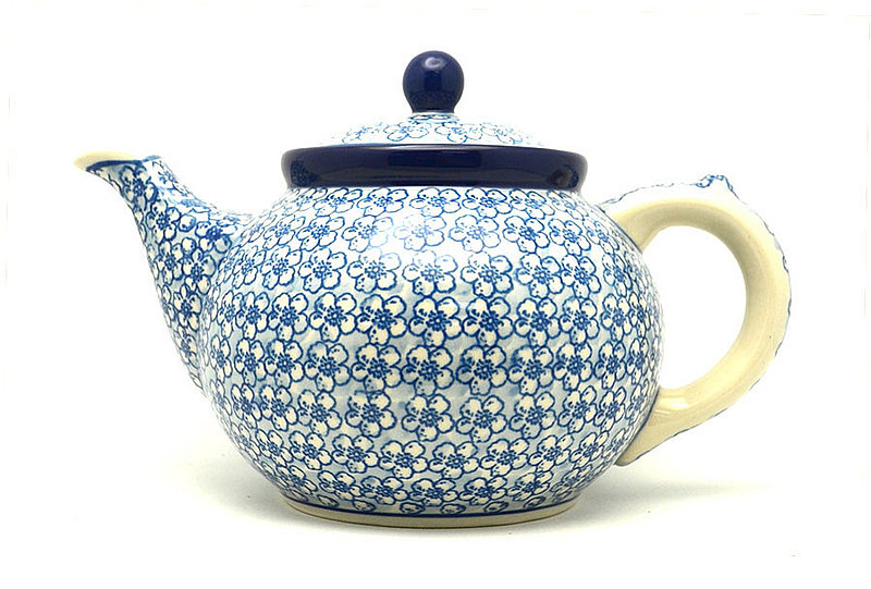 6"H x 5 3/4"W x 9"L
 Polish Pottery Teapot - 1 1/4 qt. - Daisy Flurry 060-2176a (6"H x 5 3/4"W x 9"L
)