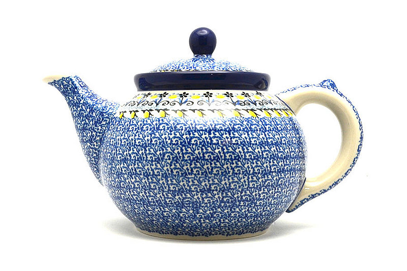 6"H x 5 3/4"W x 9"L
 Polish Pottery Teapot - 1 1/4 qt. - Daisy Maize 060-2178a (6"H x 5 3/4"W x 9"L
)