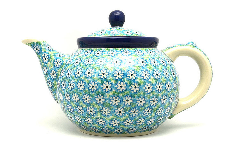 6"H x 5 3/4"W x 9"L
 Polish Pottery Teapot - 1 1/4 qt. - Key Lime 060-2252a (6"H x 5 3/4"W x 9"L
)