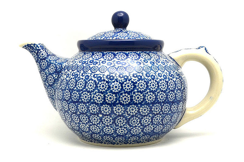 6"H x 5 3/4"W x 9"L
 Polish Pottery Teapot - 1 1/4 qt. - Midnight 060-2615a (6"H x 5 3/4"W x 9"L
)