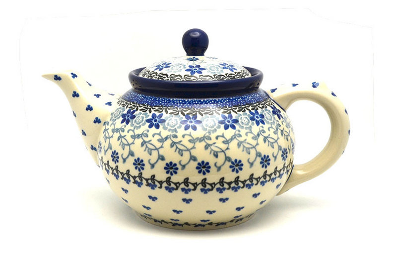6"H x 5 3/4"W x 9"L
 Polish Pottery Teapot - 1 1/4 qt. - Silver Lace 060-2158a (6"H x 5 3/4"W x 9"L
)