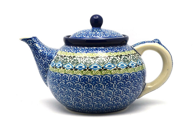 6"H x 5 3/4"W x 9"L
 Polish Pottery Teapot - 1 1/4 qt. - Tranquility 060-1858a (6"H x 5 3/4"W x 9"L
)