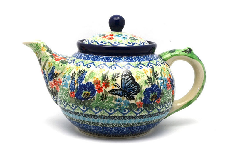 6"H x 5 3/4"W x 9"L
 Polish Pottery Teapot - 1 1/4 qt. - Unikat Signature U4600 060-U4600 (6"H x 5 3/4"W x 9"L
)
