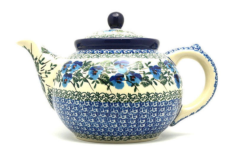 6"H x 5 3/4"W x 9"L
 Polish Pottery Teapot - 1 1/4 qt. - Winter Viola 060-2273a (6"H x 5 3/4"W x 9"L
)