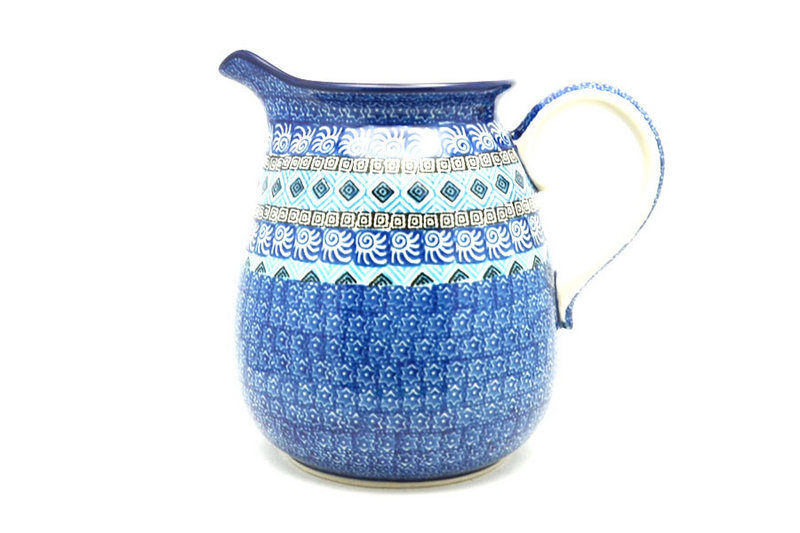 7 1/2"H x 6"W
 Polish Pottery Pitcher - 2 quart - Aztec Sky 082-1917a (7 1/2"H x 6"W
)