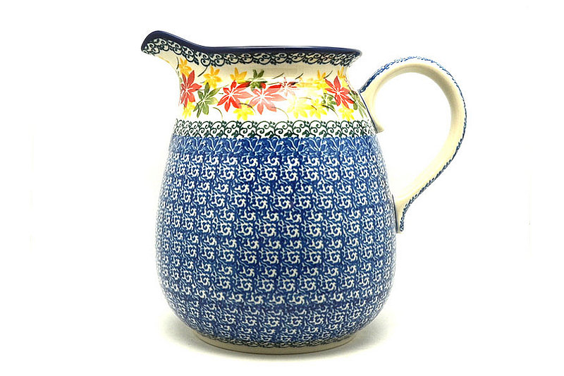 7 1/2"H x 6"W
 Polish Pottery Pitcher - 2 quart - Maple Harvest 082-2533a (7 1/2"H x 6"W
)