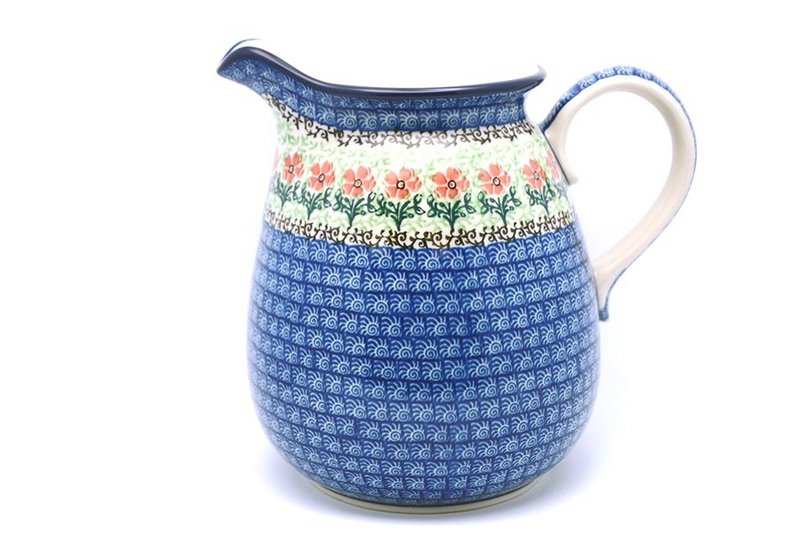 7 1/2"H x 6"W
 Polish Pottery Pitcher - 2 quart - Maraschino 082-1916a (7 1/2"H x 6"W
)