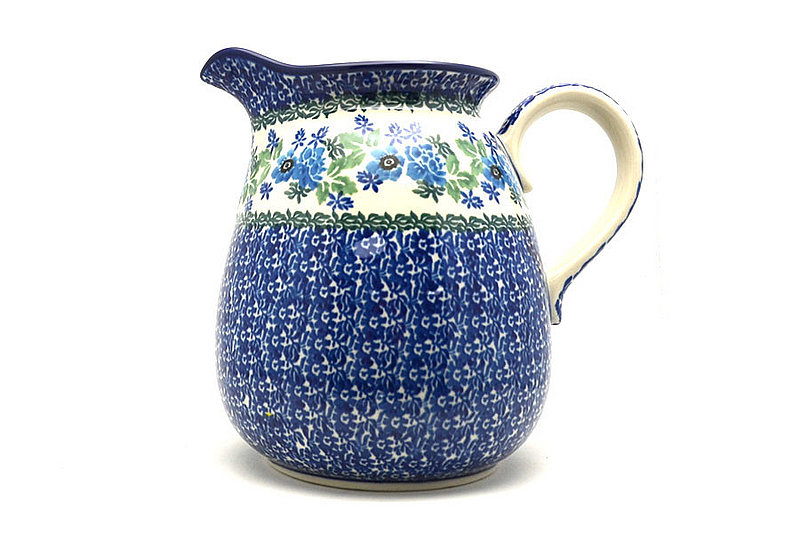 7 1/2"H x 6"W
 Polish Pottery Pitcher - 2 quart - Wild Indigo 082-1865a (7 1/2"H x 6"W
)