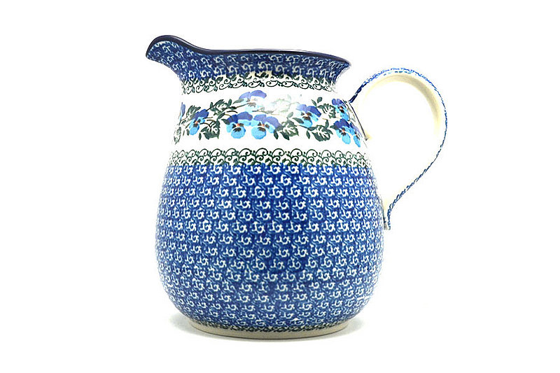 7 1/2"H x 6"W
 Polish Pottery Pitcher - 2 quart - Winter Viola 082-2273a (7 1/2"H x 6"W
)