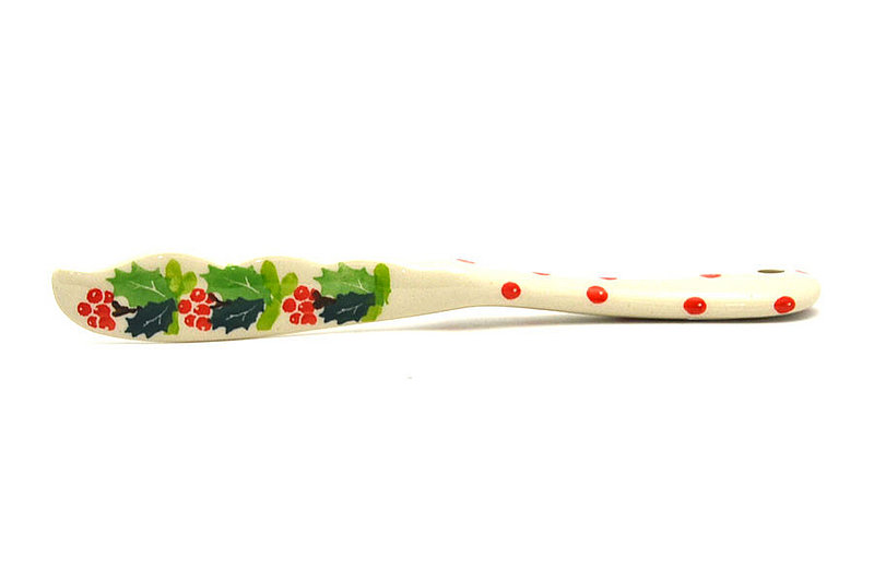 7 1/4"L
 Polish Pottery Spreader - Christmas Holly 563-2541a (7 1/4"L
)