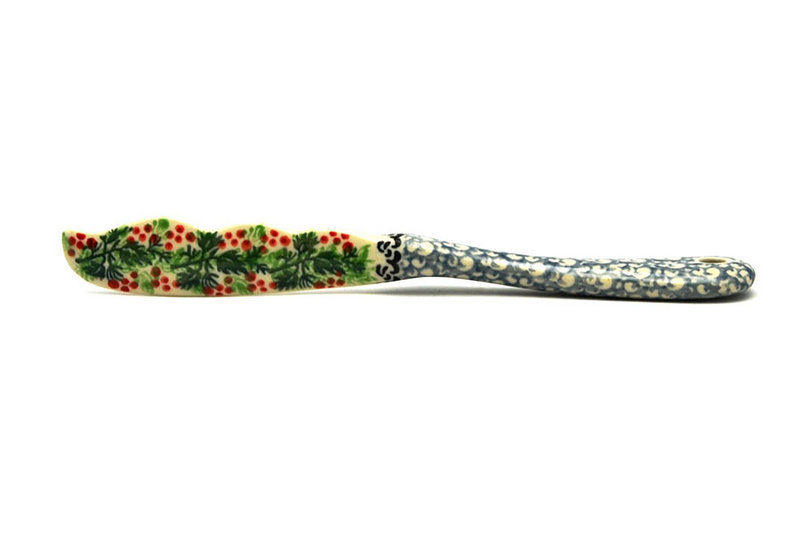 7 1/4"L
 Polish Pottery Spreader - Holly Berry 563-1734a (7 1/4"L
)