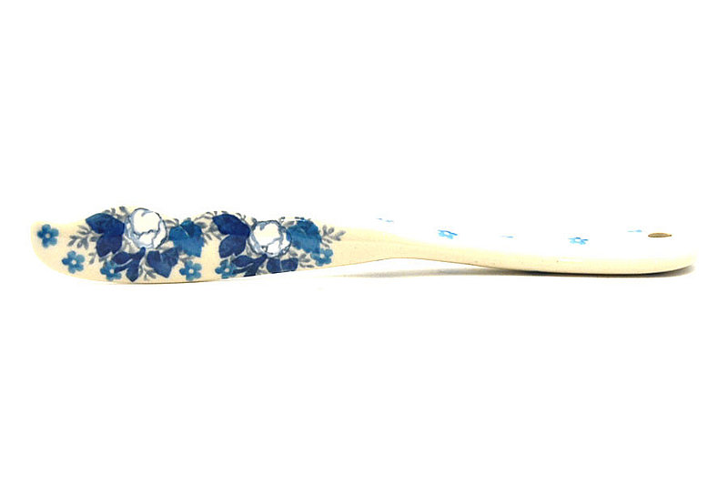 7 1/4"L
 Polish Pottery Spreader - White Poppy 563-2222a (7 1/4"L
)