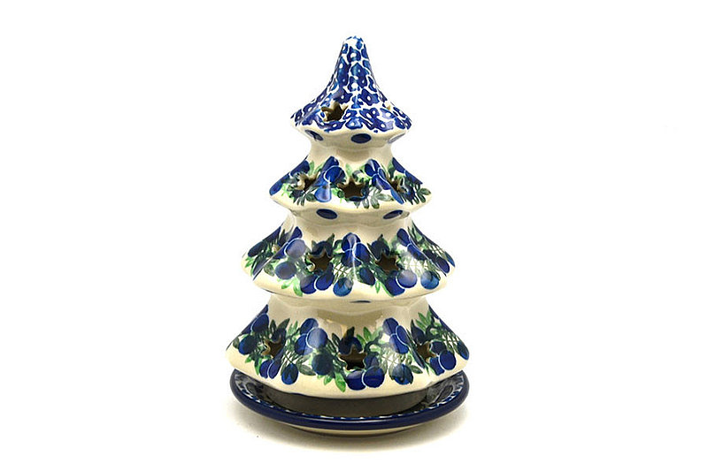 7"H x 4 1/2"W
 Polish Pottery Christmas Tree Luminaz - Medium (7") - Huckleberry 513-1413a (7"H x 4 1/2"W
)
