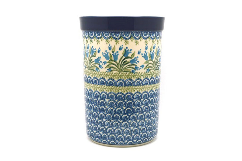 8"H x 5 1/2"W
 Polish Pottery Wine Crock - Blue Bells 169-1432a (8"H x 5 1/2"W
)