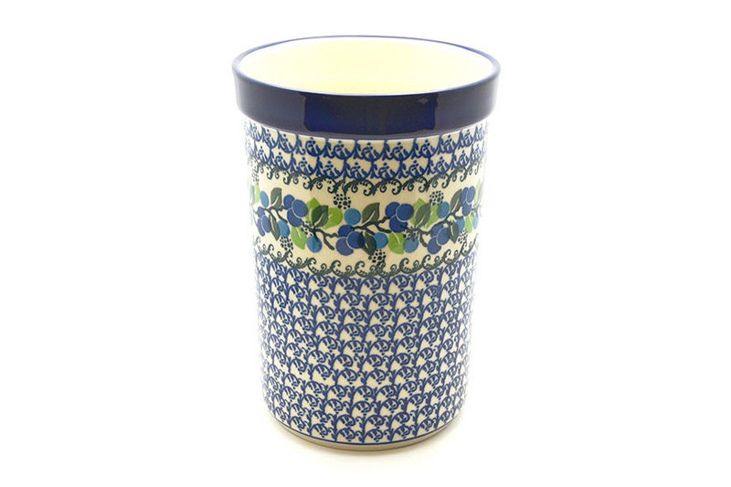 8"H x 5 1/2"W
 Polish Pottery Wine Crock - Blue Berries 169-1416a (8"H x 5 1/2"W
)