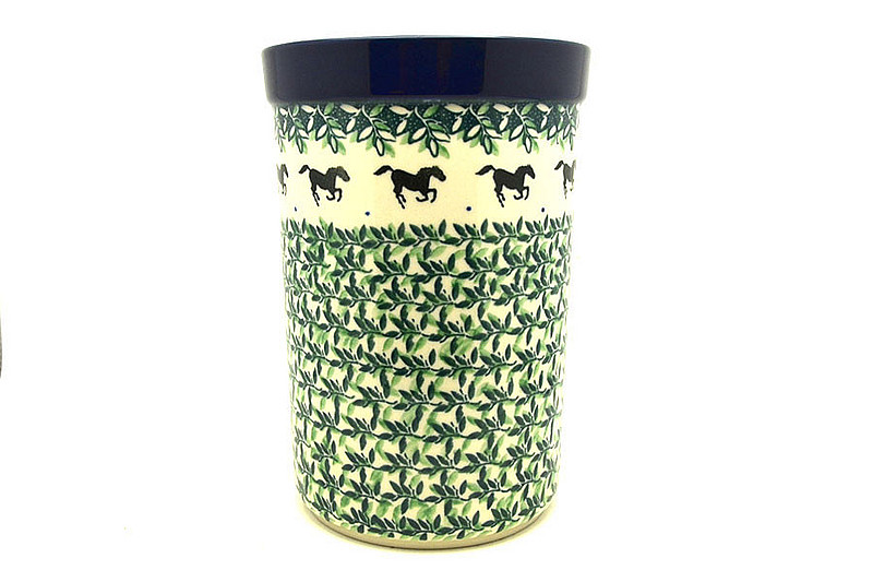 8"H x 5 1/2"W
 Polish Pottery Wine Crock - Dark Horse 169-2241a (8"H x 5 1/2"W
)