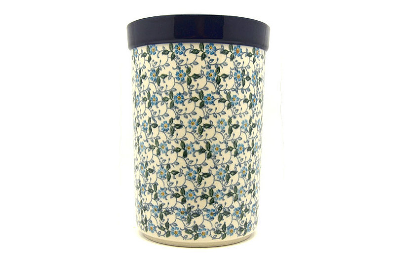 8"H x 5 1/2"W
 Polish Pottery Wine Crock - Forget-Me-Knot 169-2089a (8"H x 5 1/2"W
)
