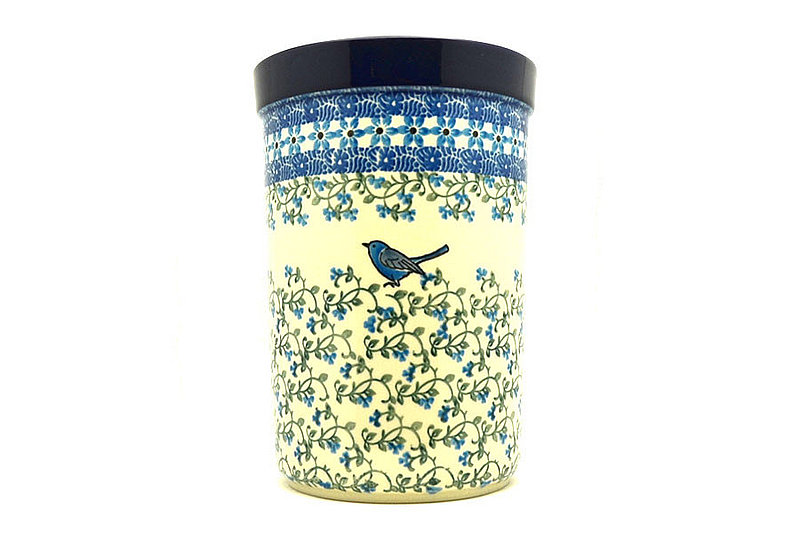 8"H x 5 1/2"W
 Polish Pottery Wine Crock - Song Bird 169-1932a (8"H x 5 1/2"W
)