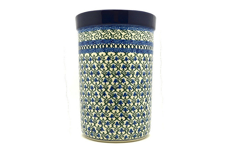 8"H x 5 1/2"W
 Polish Pottery Wine Crock - Tulip Trellis 169-0585a (8"H x 5 1/2"W
)